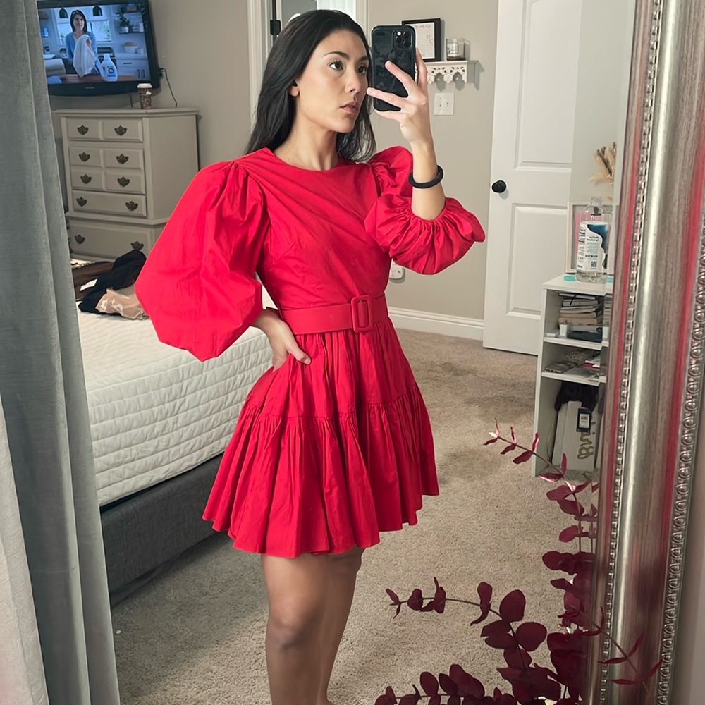 RED DRESS Mini Belted Dress